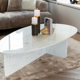 Richmond Interiors Brandon White Marble Oval Coffee Table