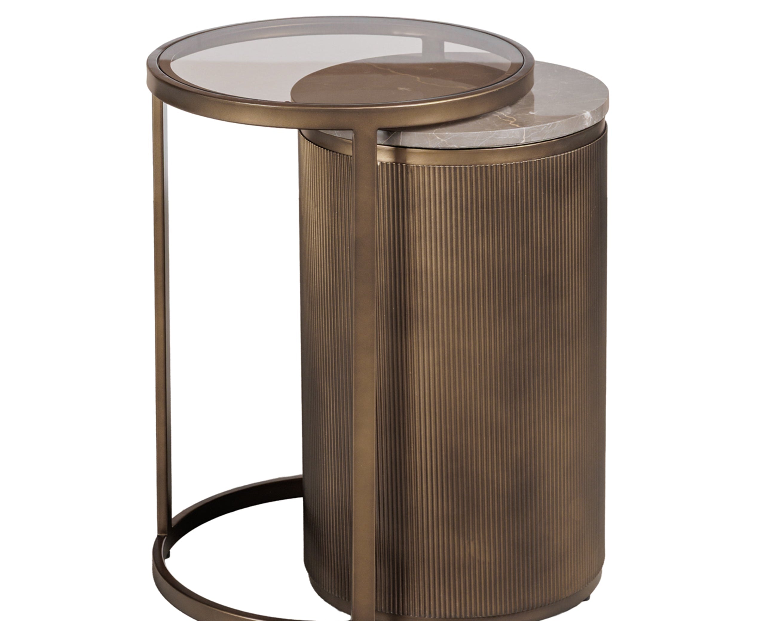 Libra Interiors Belvedere Royal Gold Set of 2 Nesting Side Tables