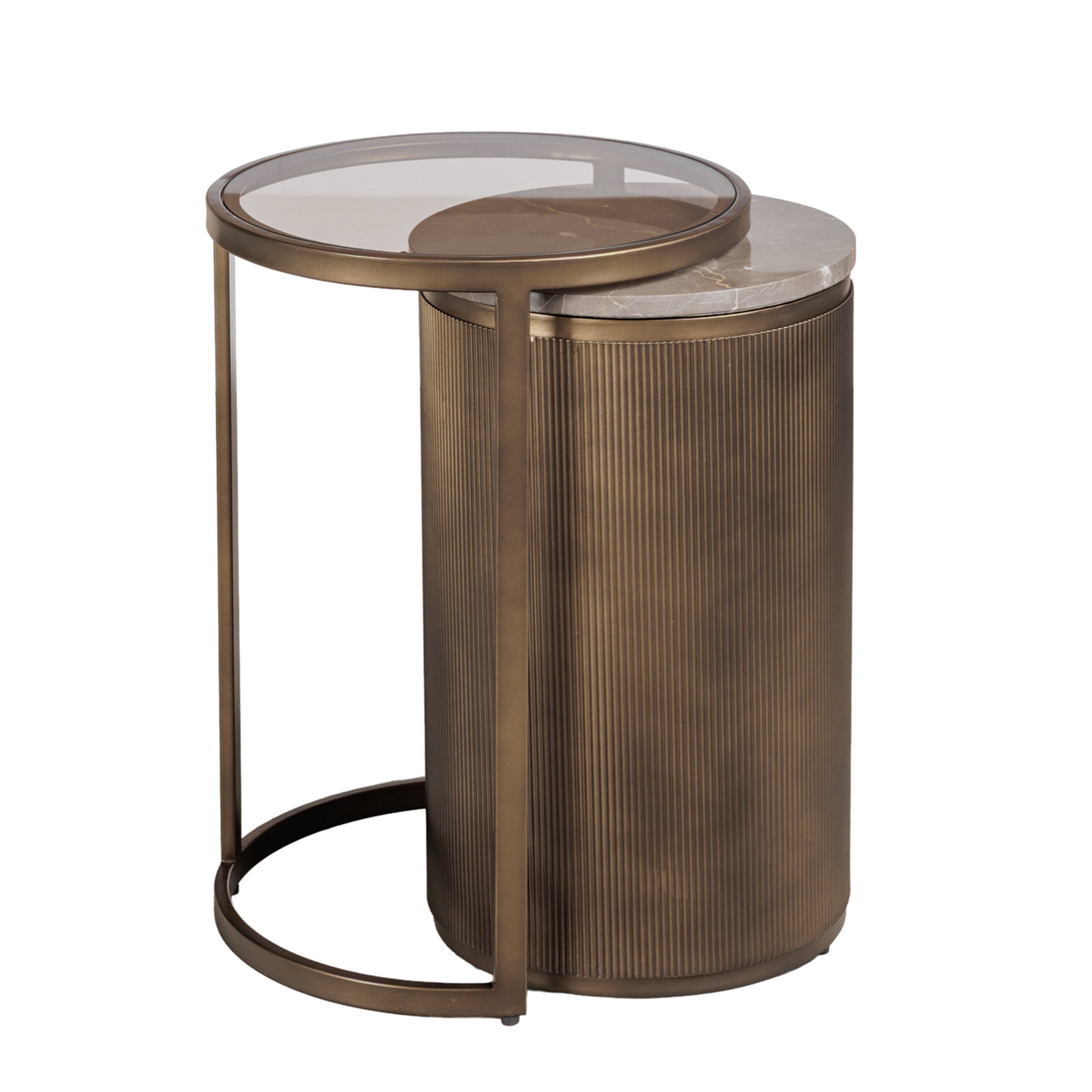 Libra Interiors Belvedere Royal Gold Set of 2 Nesting Side Tables