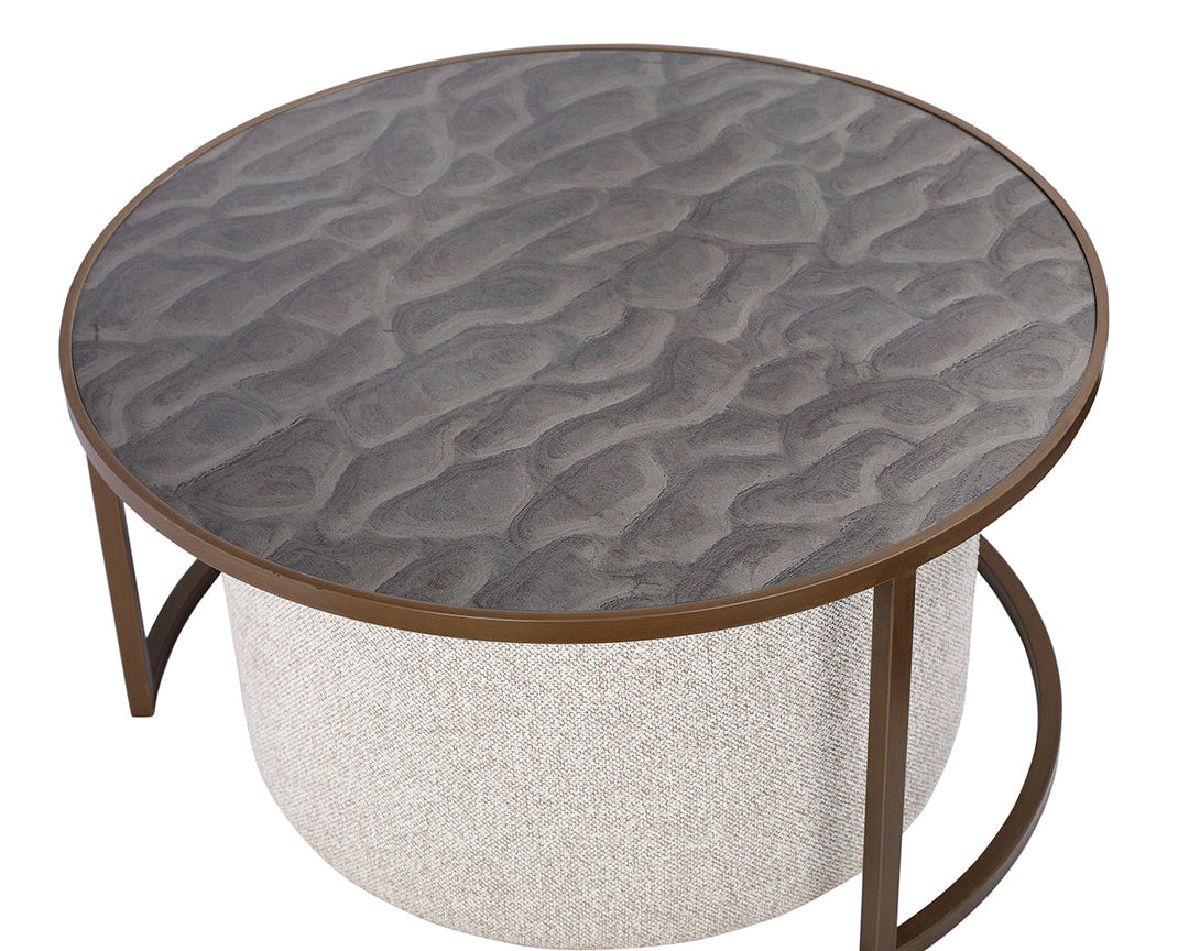 Libra Interiors Driftwood Ripple Coffee Table & Nesting Pouffe