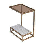 Libra Interiors Alicia Two Tier Smoked Glass & Marble Side Table