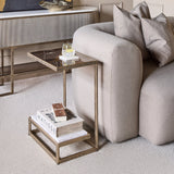 Libra Interiors Alicia Two Tier Smoked Glass & Marble Side Table
