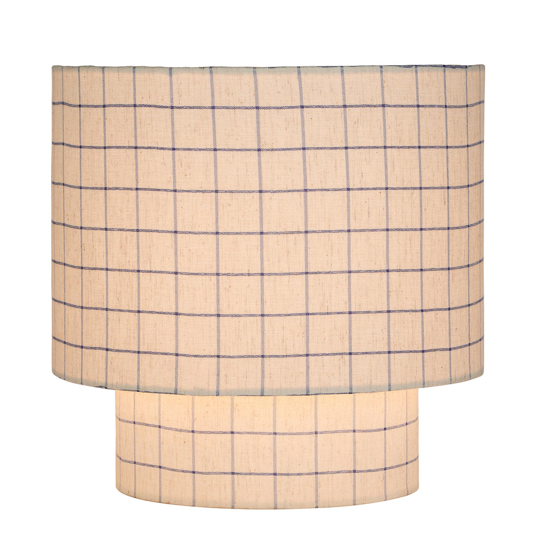 Libra Interiors Marlow Blue Check Linen Small Table Lamp