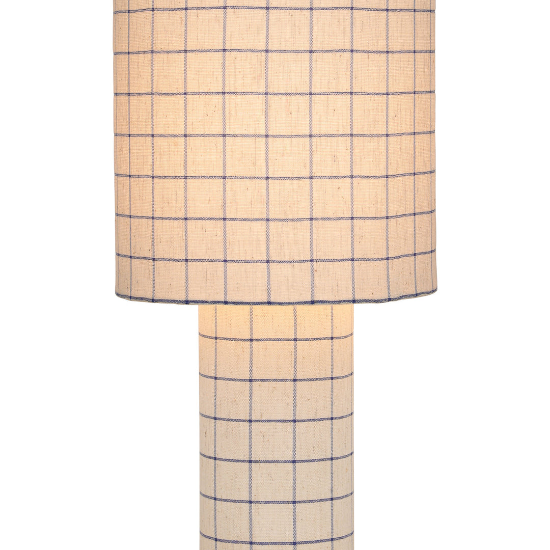 Libra Interiors Marlow Blue Check Linen Table Lamp