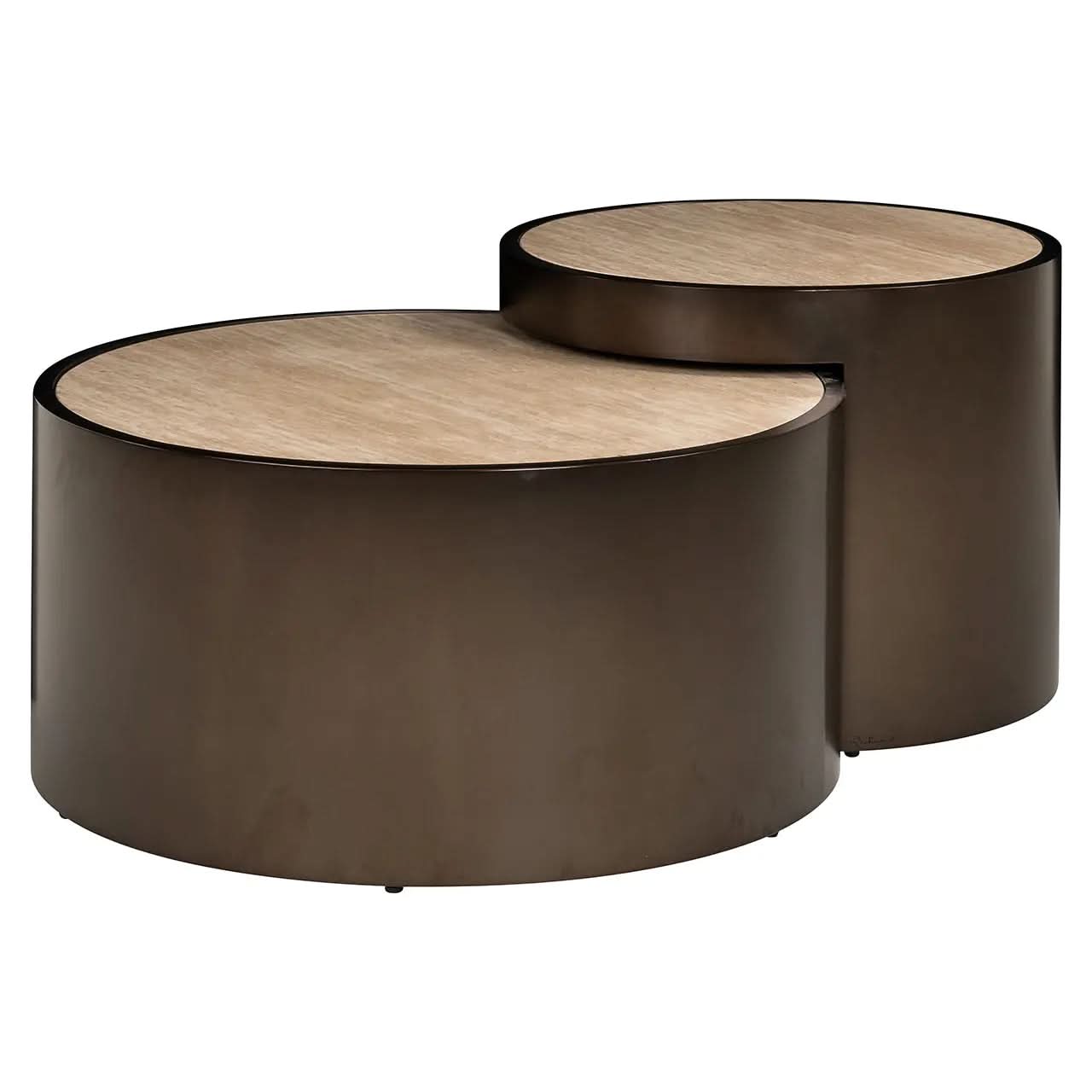 Richmond Interiors Ronson Set of 2 Coffee Table in Beige – Modern Nesting Tables