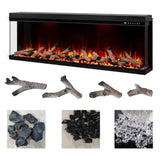 50 60 72 80 Inch 2025 Panoramic Smart Alexa Media Wall Fire 3 Sided Glass LED WiFi Electric UHD Fireplace