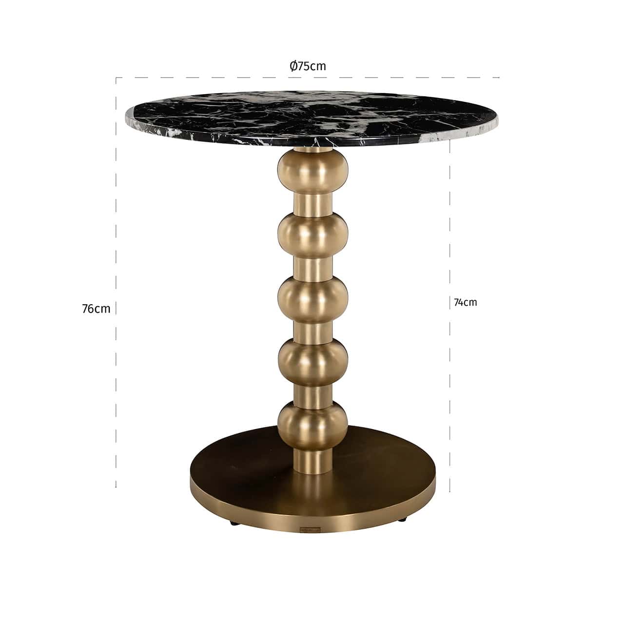 Richmond Interiors Witlox Black Marble & Gold Round Bistro Table