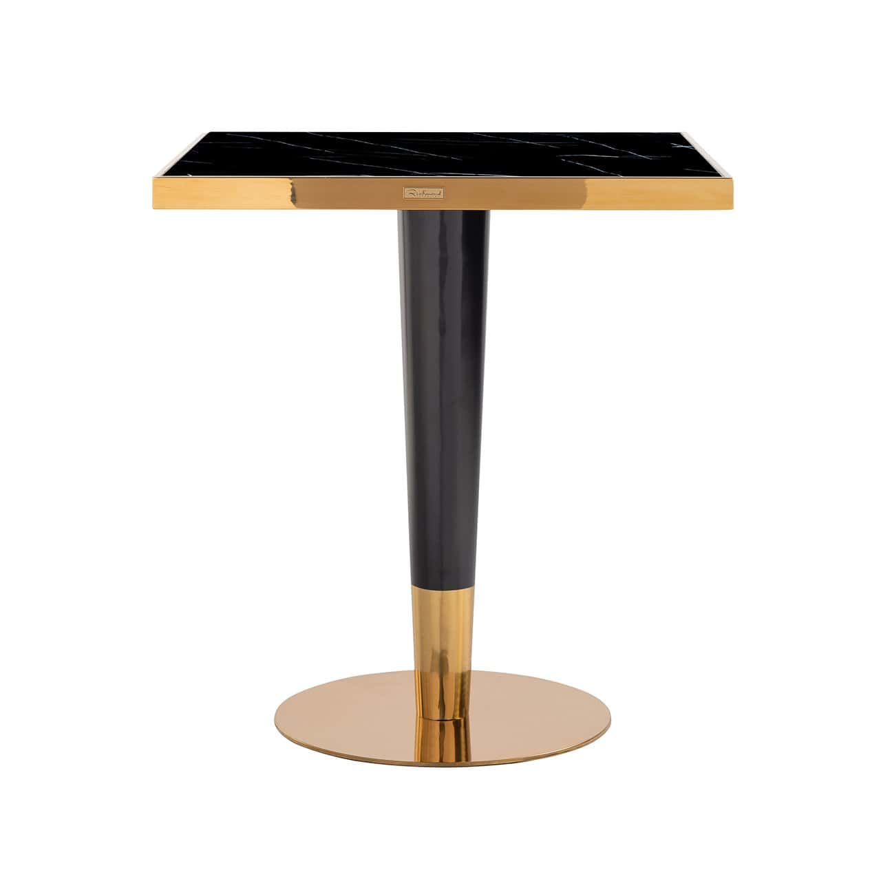 Richmond Interiors Roca Black Marble & Gold Square Dining Table | 70 Cm