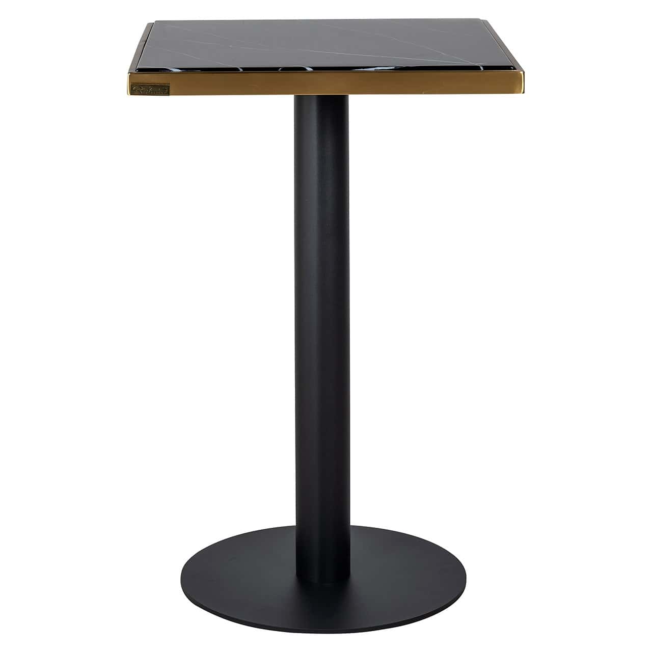 Richmond Interiors Zenza Black Carrara Marble & Gold Square Bar Table | 50.0 cm