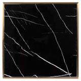 Richmond Interiors Zenza Black Carrara Marble & Gold Square Bar Table | 50.0 cm