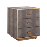 Richmond Interiors Classio Brushed Gold Snake Pattern Bedside Table | 3 Drawers