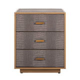 Richmond Interiors Classio Brushed Gold Snake Pattern Bedside Table | 3 Drawers