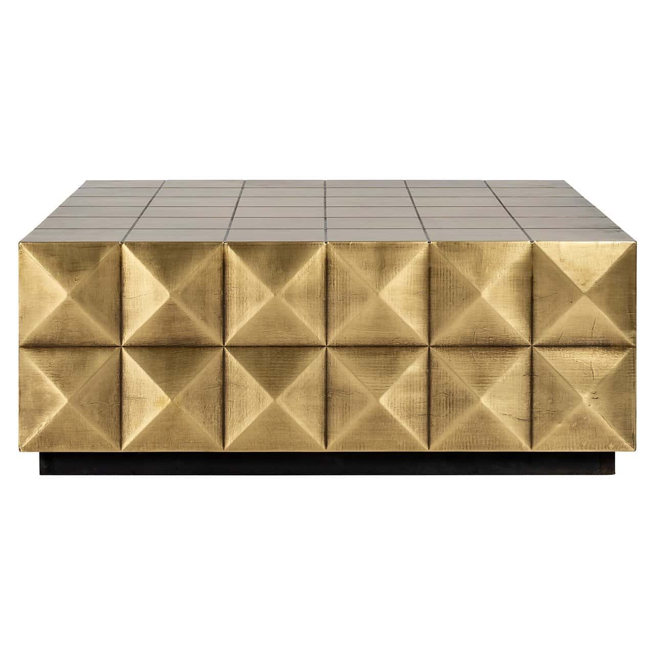 Richmond Interiors Collada Brushed Gold Geometric Pyramid Square Coffee Table