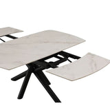 Regent 160-240cm White/Gold Swivel Ceramic Marble Extending Dining Table