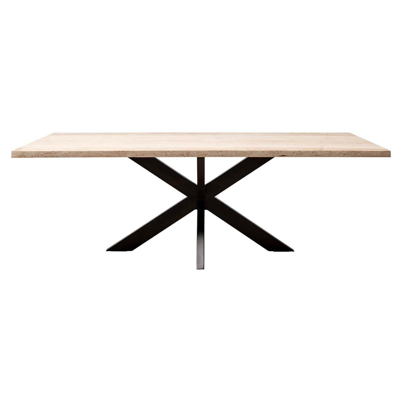 Richmond Interiors Avalon Beige Travertine Rectangle Dining Table | 8 Seater