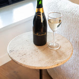 Richmond Interiors Avalon Bronze & Beige Travertine Round Side Table