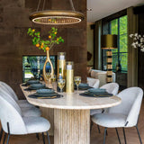 Richmond Interiors La Cantera Organic Beige Travertine Oval Dining Table | 8 Seater