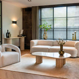 Richmond Interiors La Cantera Organic Beige Travertine Oval Console Table