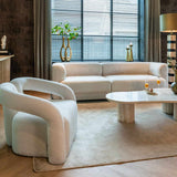Richmond Interiors La Cantera Organic Beige Travertine Oval Console Table
