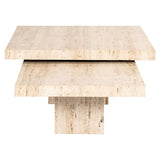 Richmond Interiors La Cantera Organic Beige Travertine Square Coffee Table Nest | Set of 2