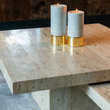 Richmond Interiors La Cantera Organic Beige Travertine Square Coffee Table Nest | Set of 2