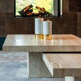 Richmond Interiors La Cantera Organic Beige Travertine Square Coffee Table Nest | Set of 2