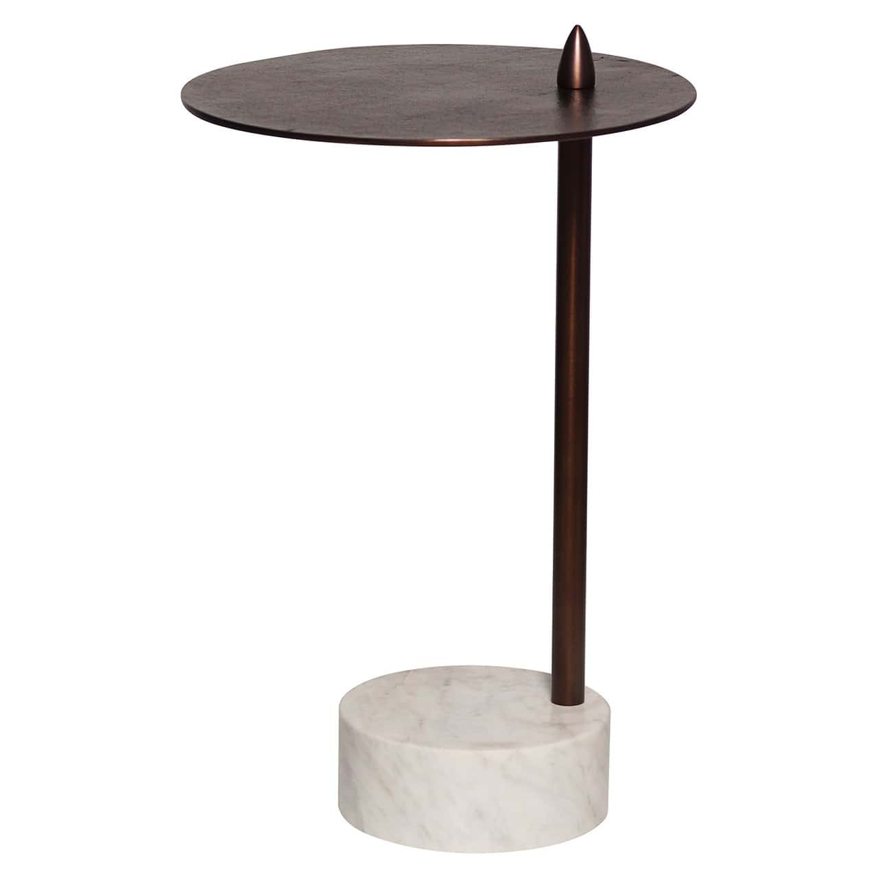 Richmond Interiors Barron Bronze & White Marble Side Table