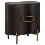Richmond Interiors Luxor Dark Brown Ribbed Oak Wood & Gold Wood Bedside Table | 1 Door