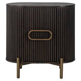 Richmond Interiors Luxor Dark Brown Ribbed Oak Wood & Gold Wood Bedside Table | 1 Door