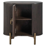 Richmond Interiors Luxor Dark Brown Ribbed Oak Wood & Gold Wood Bedside Table | 1 Door