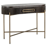 Richmond Interiors Luxor Dark Brown Ribbed Oak Wood & Gold Console Table