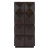 Richmond Interiors Claremont Brown Oak Wood & Stone Column Side Table