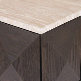 Richmond Interiors Claremont Brown Oak Wood & Stone Column Side Table