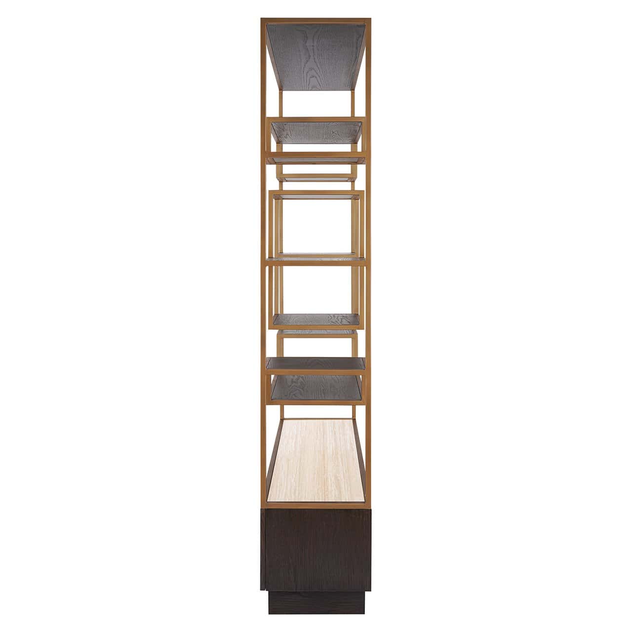Richmond Interiors Claremont Gold & Brown Oak Wood Display Unit