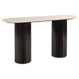 Richmond Interiors Hampton Black Wood & Beige Travertine Console Table