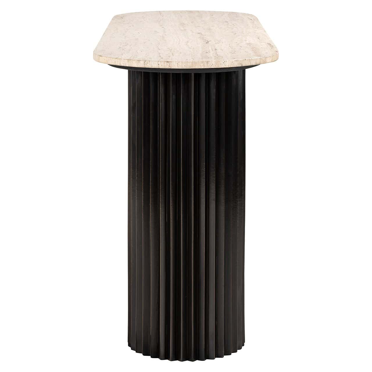 Richmond Interiors Hampton Black Wood & Beige Travertine Console Table