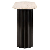 Richmond Interiors Hampton Black Wood & Beige Travertine Console Table