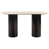 Richmond Interiors Hampton Black Wood & Beige Travertine Console Table