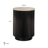 Richmond Interiors Hampton Black Wood & Beige Travertine Round Side Table