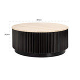 Richmond Interiors Hampton Black Wood & Beige Travertine Round Coffee Table