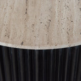 Richmond Interiors Hampton Black Wood & Beige Travertine Round Coffee Table
