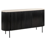 Richmond Interiors Hampton Black Wood & Beige Travertine Sideboard