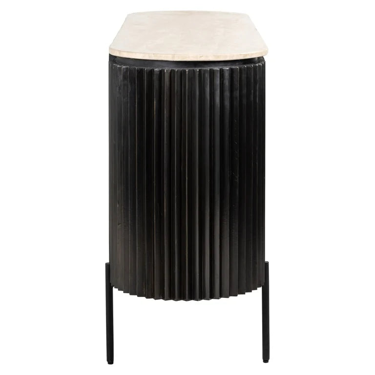 Richmond Interiors Hampton Black Wood & Beige Travertine Sideboard