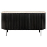 Richmond Interiors Hampton Black Wood & Beige Travertine Sideboard