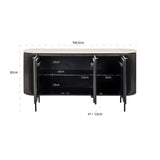 Richmond Interiors Hampton Black Wood & Beige Travertine Sideboard