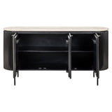 Richmond Interiors Hampton Black Wood & Beige Travertine Sideboard