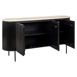 Richmond Interiors Hampton Black Wood & Beige Travertine Sideboard