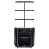 Richmond Interiors Hampton Black Wood & Beige Travertine Display Unit