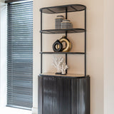 Richmond Interiors Hampton Black Wood & Beige Travertine Display Unit