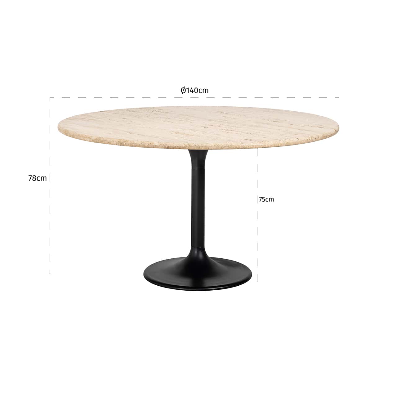 Richmond Interiors Hampton Beige Travertine Round Dining Table